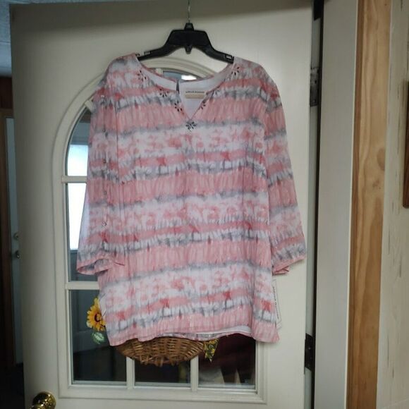 New Alfred Dunner Rose Hill Multi-Color 3/4 Sleeve Top Size Women's 18W - Picture 1 of 4